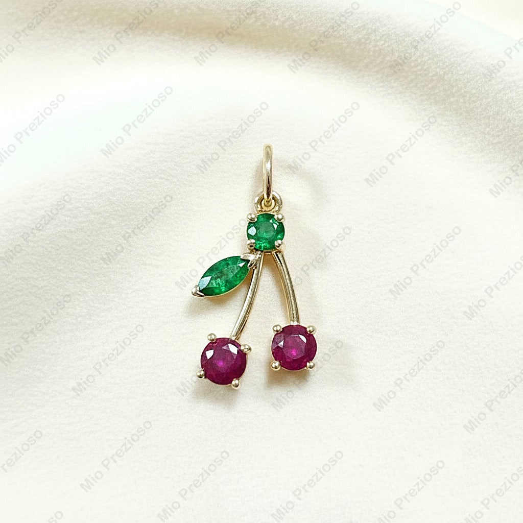 Natural Ruby & Emerald Pendant | 925 Sterling Silver Minimalist Flower Design Pendant | Handmade Jewelry.