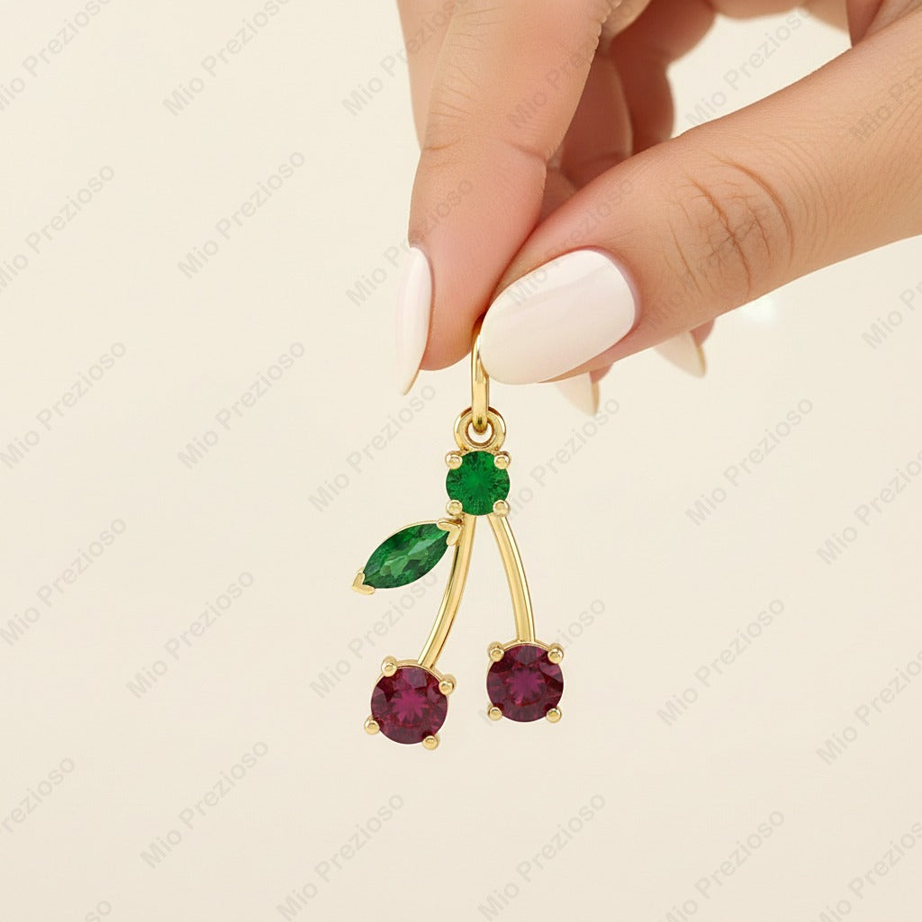 Natural Ruby & Emerald Pendant | 925 Sterling Silver Minimalist Flower Design Pendant | Handmade Jewelry.