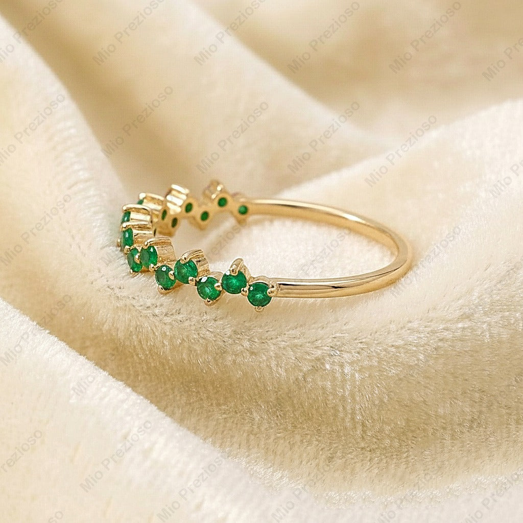 Handmade Natural Emerald Ring | 925 Sterling Silver Gemstone Ring | Minimalist Jewelry | May Birthstone.