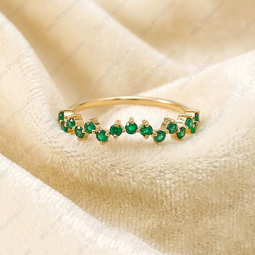 Handmade Natural Emerald Ring | 925 Sterling Silver Gemstone Ring | Minimalist Jewelry | May Birthstone.