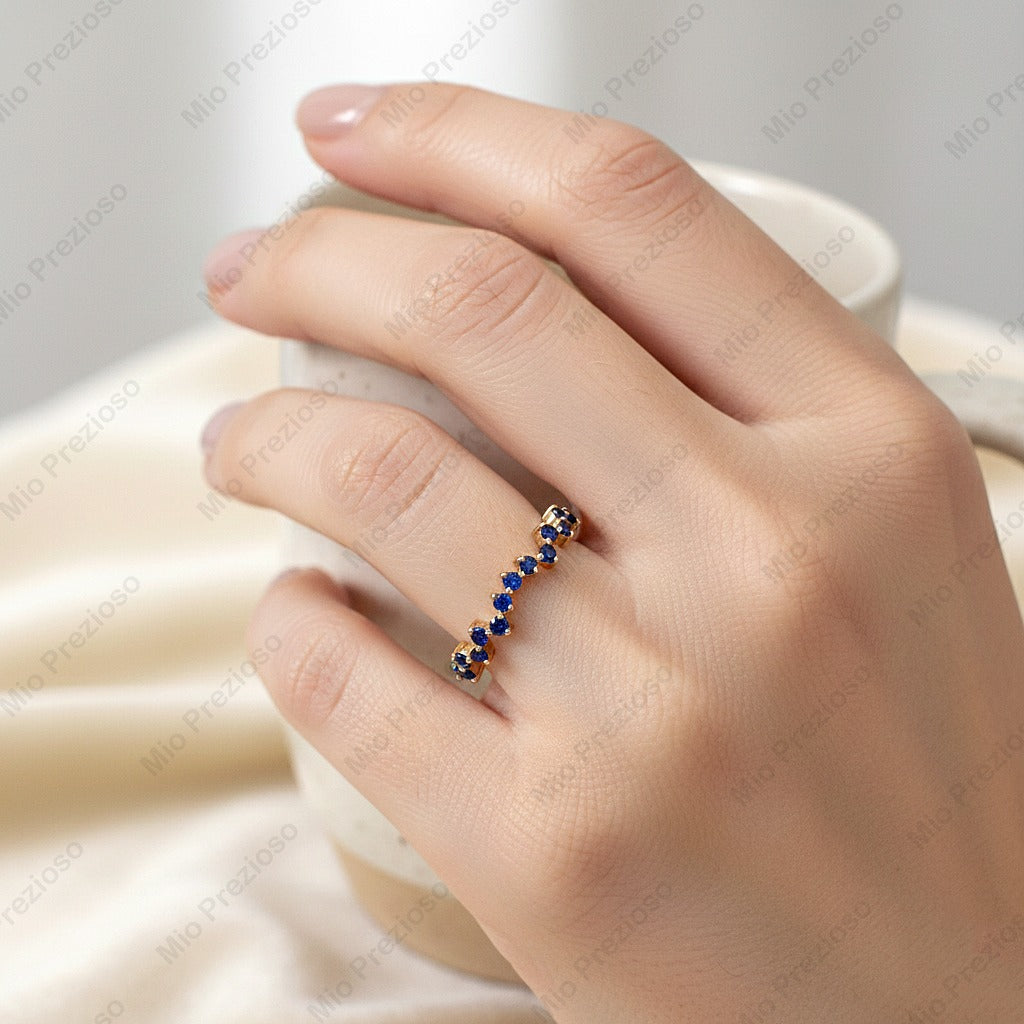 Natural Blue Sapphire Ring | Handmade 925 Sterling Silver Ring | Minimalist Jewelry | September Birthstone.