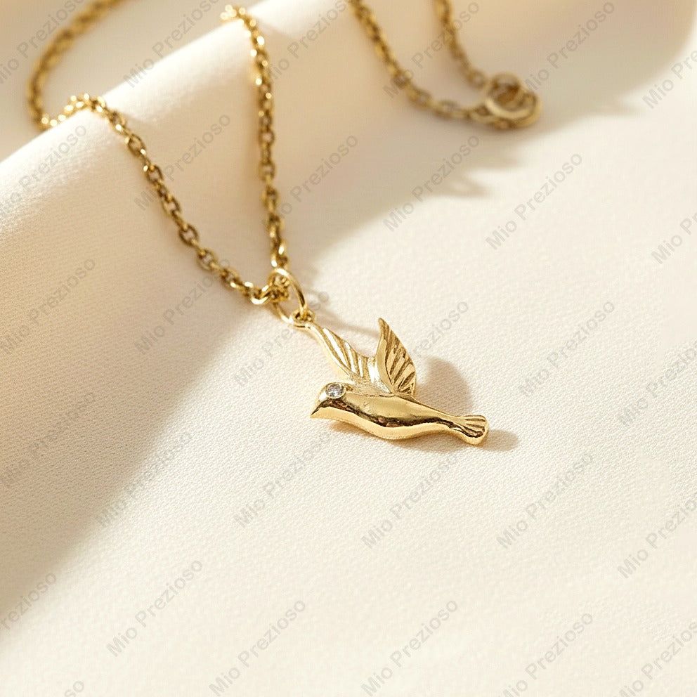 Natural Diamond Hummingbird Pendant | 925 Sterling Silver Pendant | April Birthstone | Handmade Fine Jewelry.