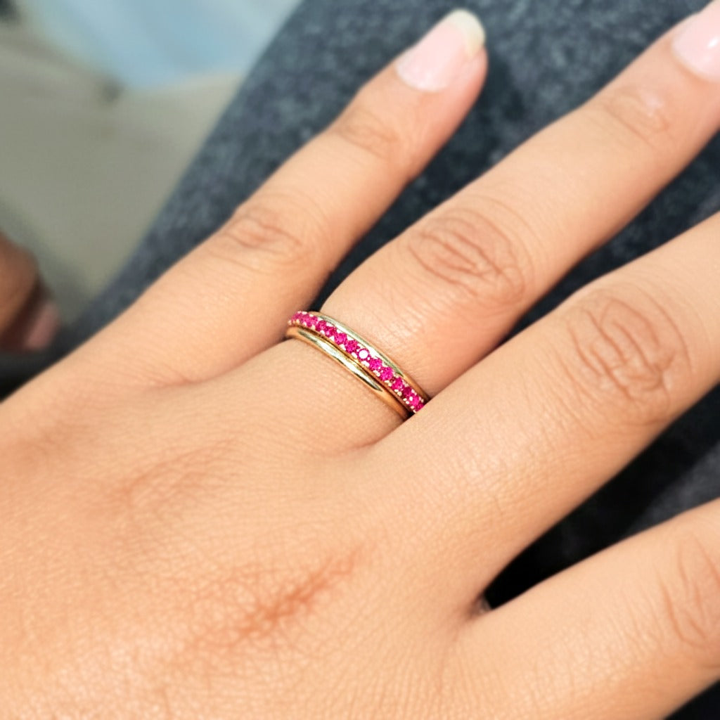 Natural Ruby Eternity Ring | 925 Sterling Silver Stacking Band Ring | Handmade Fine Jewelry.