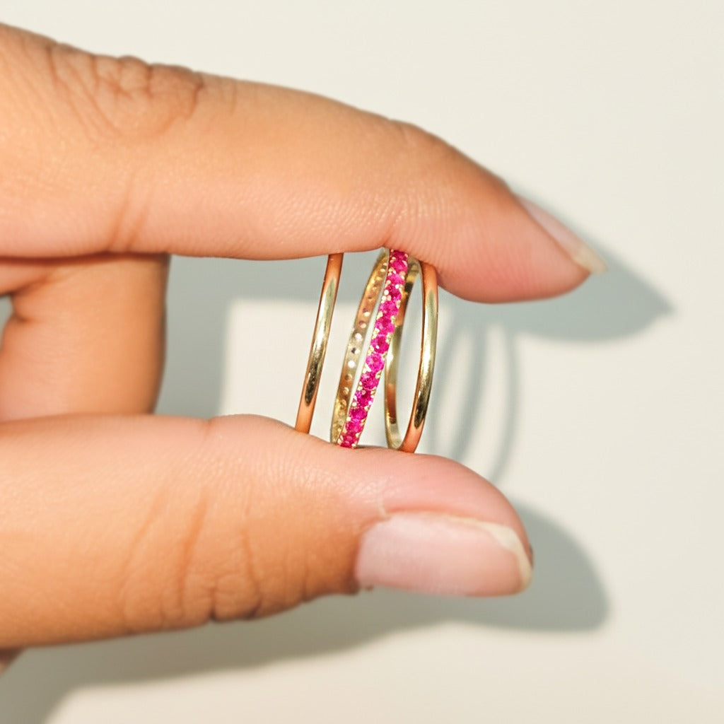 Natural Ruby Eternity Ring | 925 Sterling Silver Stacking Band Ring | Handmade Fine Jewelry.