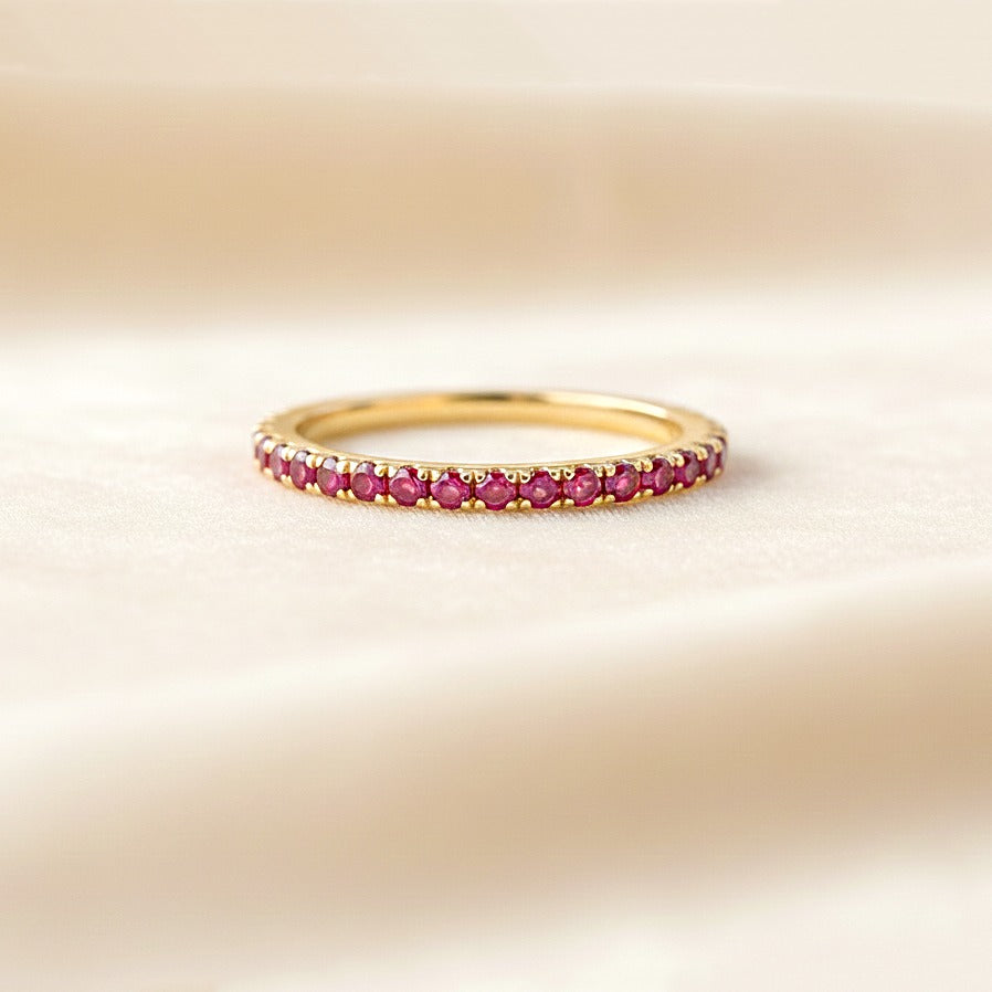 Natural Ruby Eternity Ring | 925 Sterling Silver Stacking Band Ring | Handmade Fine Jewelry.