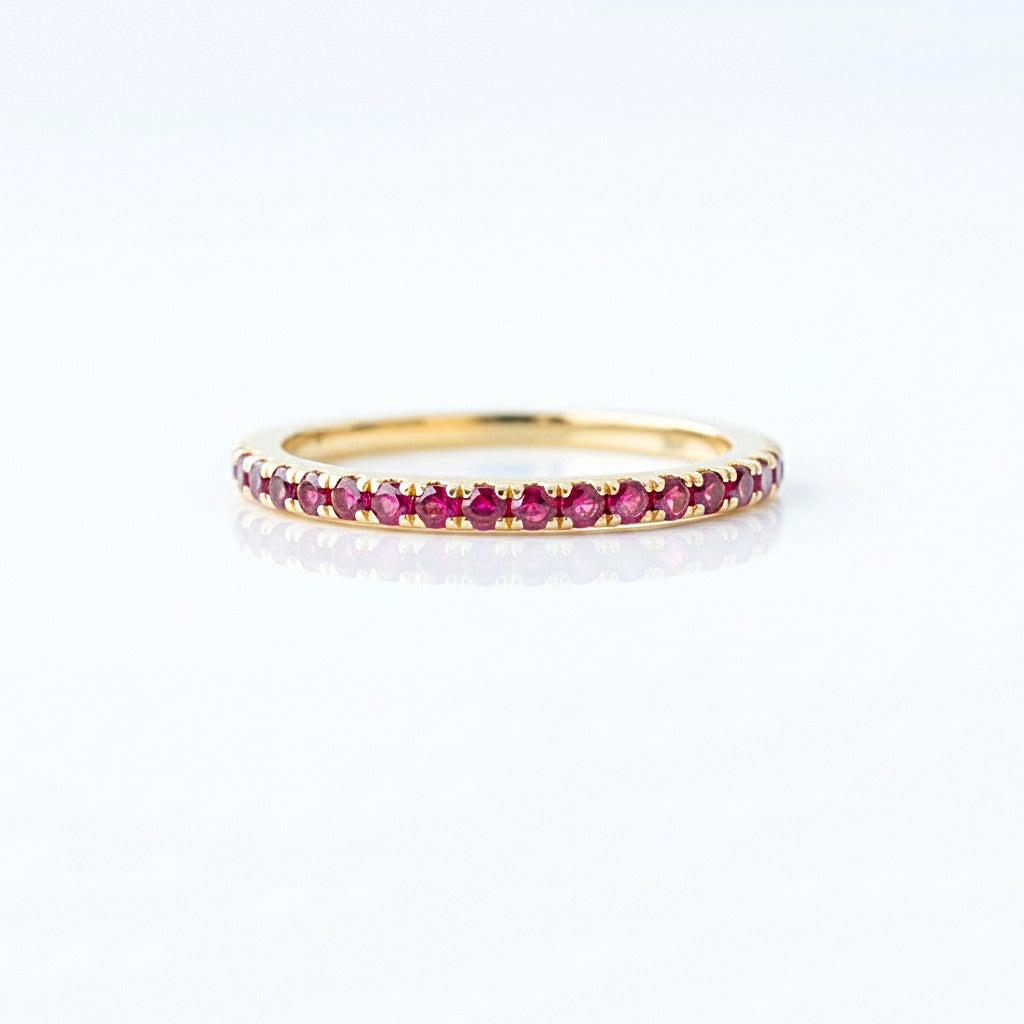 Natural Ruby Eternity Ring | 925 Sterling Silver Stacking Band Ring | Handmade Fine Jewelry.