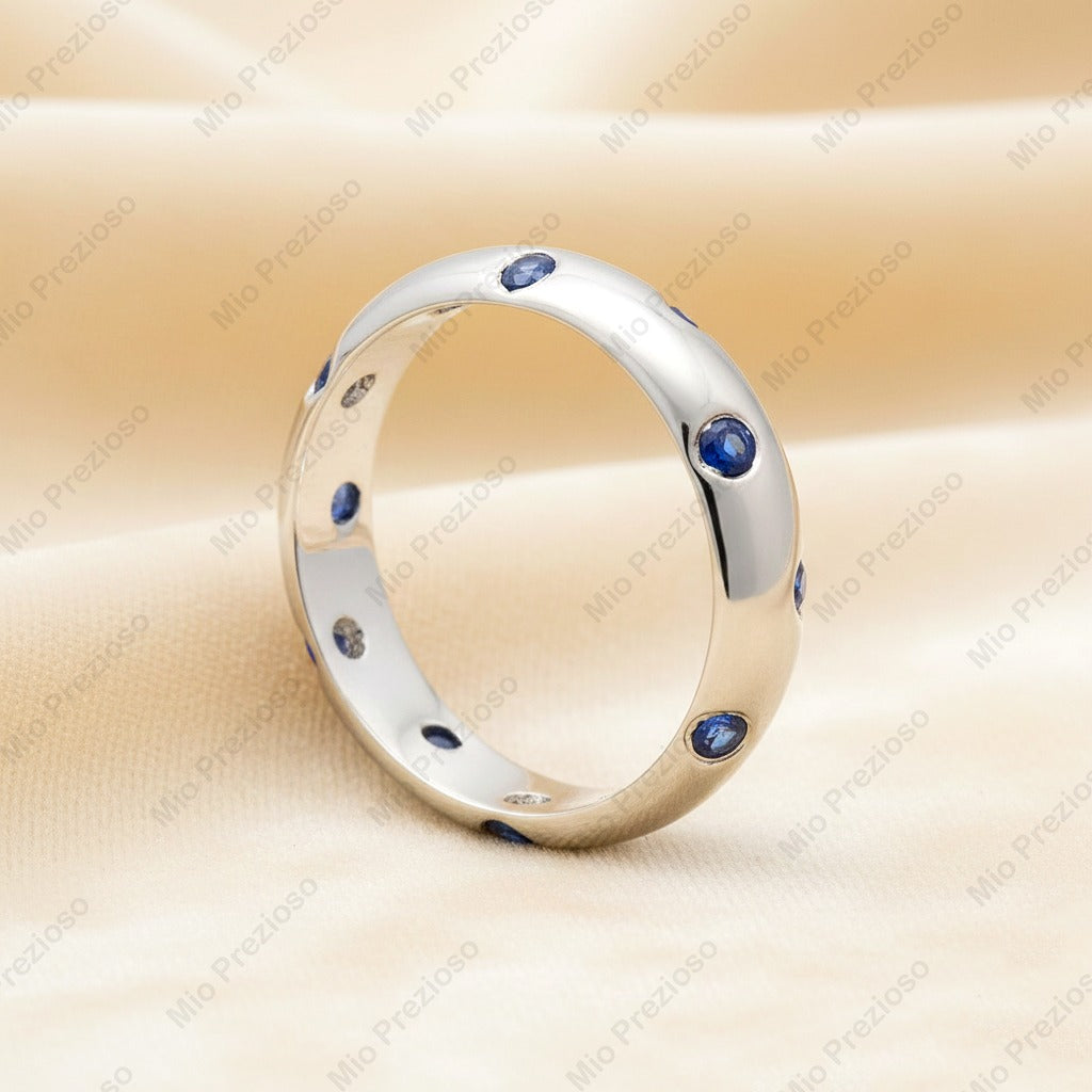 Natural Blue Sapphire Ring | 925 Sterling Silver Stacking Ring | Handmade Jewerly | Gifts for Her.