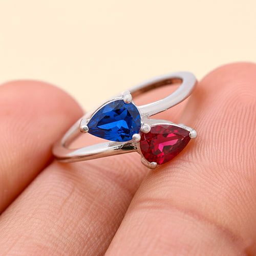 925 Sterling Silver Sapphire & Ruby CZ Ring | Handmade Toi Moi Ring | Boho Statement Jewelry.