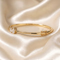 Pear CZ Bangle Bracelet, Round CZ 925 Sterling Silver Bracelet, Gold Finish Minimalist Bangle, Dainty Bridal Jewelry, Gift for Her.
