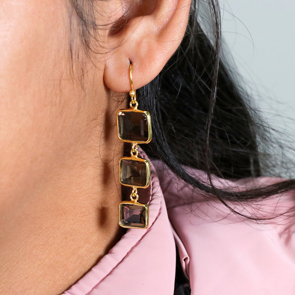 Smoky Quartz Dangle Earrings | Handmade Drops Earring | 925 Sterling Silver.