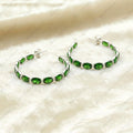 Natural Green Diopside Hoop Earrings | 925 Sterling Silver Elegant Earrings | Handmade Gemstone Hoops.