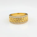 Handmade Cubic Zirconia Ring | Gold Plated Leaf Band | CZ Statement Ring.