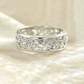 925 Sterling Silver Filigree Band Ring | Vintage Floral Pattern Ring | Boho Statement Jewelry.