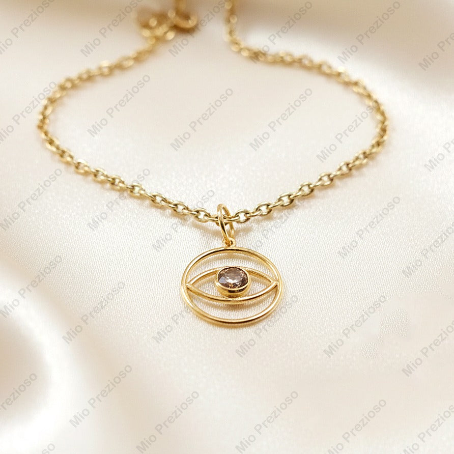 Natural Diamond Evil Eye Pendant | 925 Silver Minimalist Pendant | Handmade Jewelry | Christmas Gift.