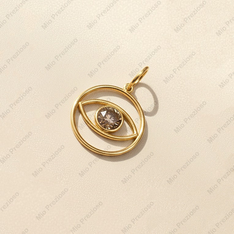 Natural Diamond Evil Eye Pendant | 925 Silver Minimalist Pendant | Handmade Jewelry | Christmas Gift.