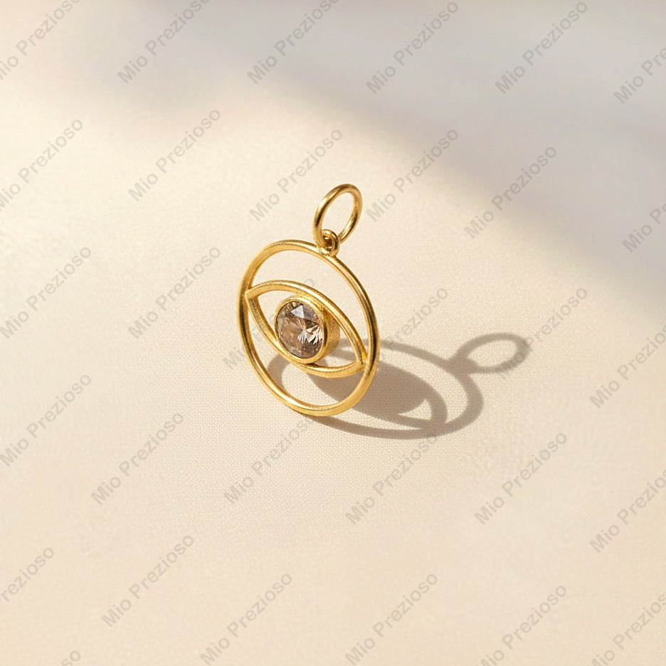 Natural Diamond Evil Eye Pendant | 925 Silver Minimalist Pendant | Handmade Jewelry | Christmas Gift.