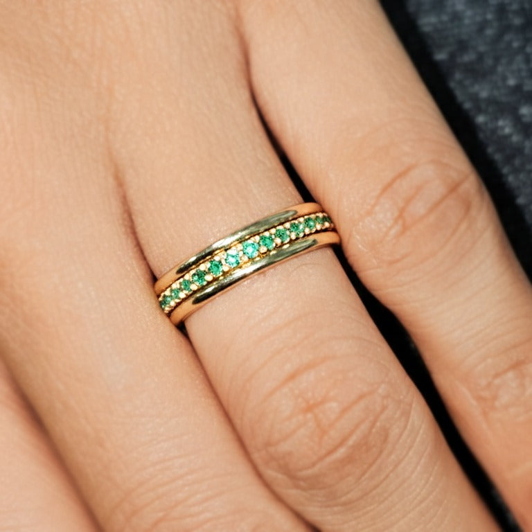 Natural Emerald Eternity Ring | 925 Sterling Silver Stacking Band Ring | Handmade Fine Jewelry.