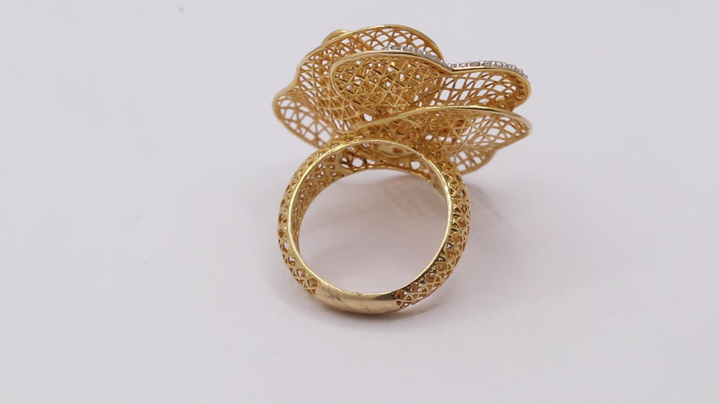 Designer Diamond Net Ring In 18k Gold Ring
