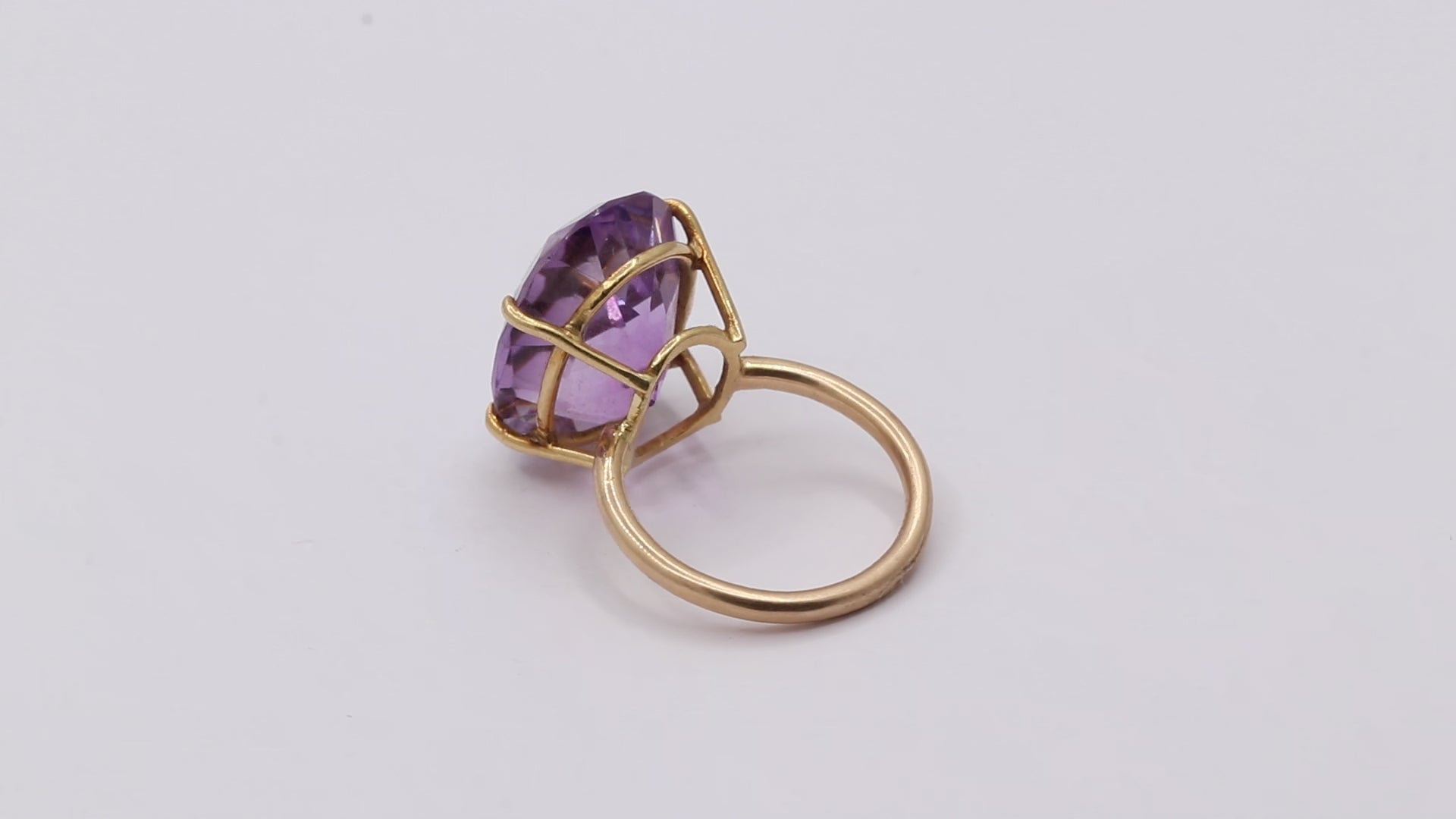 Natural Oval Cut Amethyst 925 Sterling Silver Gold Plated Ring