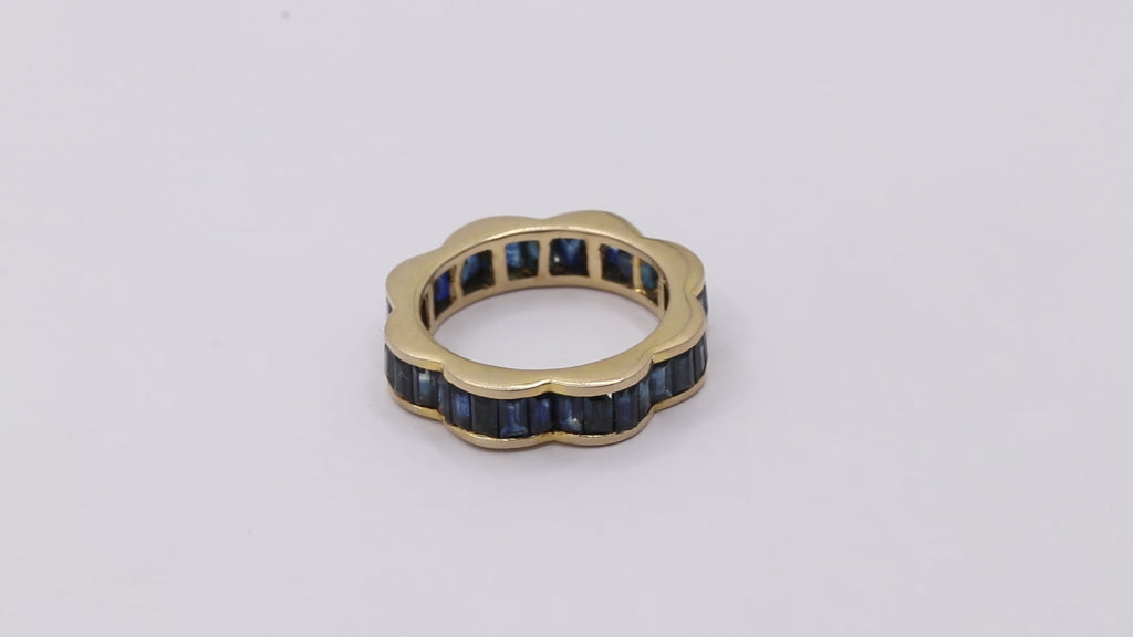 Natural Blue Sapphire 18k Yellow Gold Band Ring