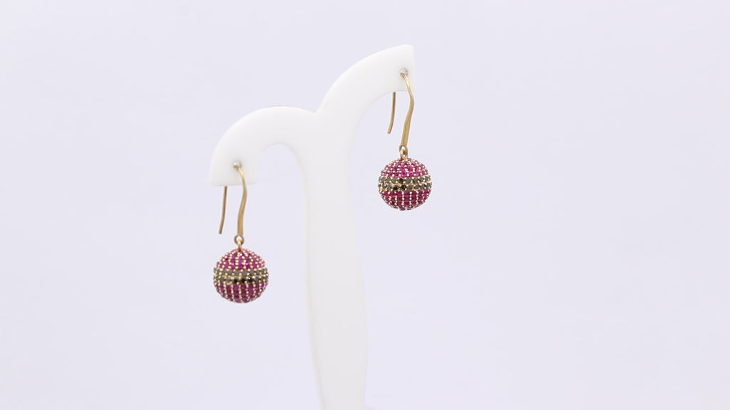 Natural Ruby And Black Diamond 925 Sterling Silver Drop Dangle Earring