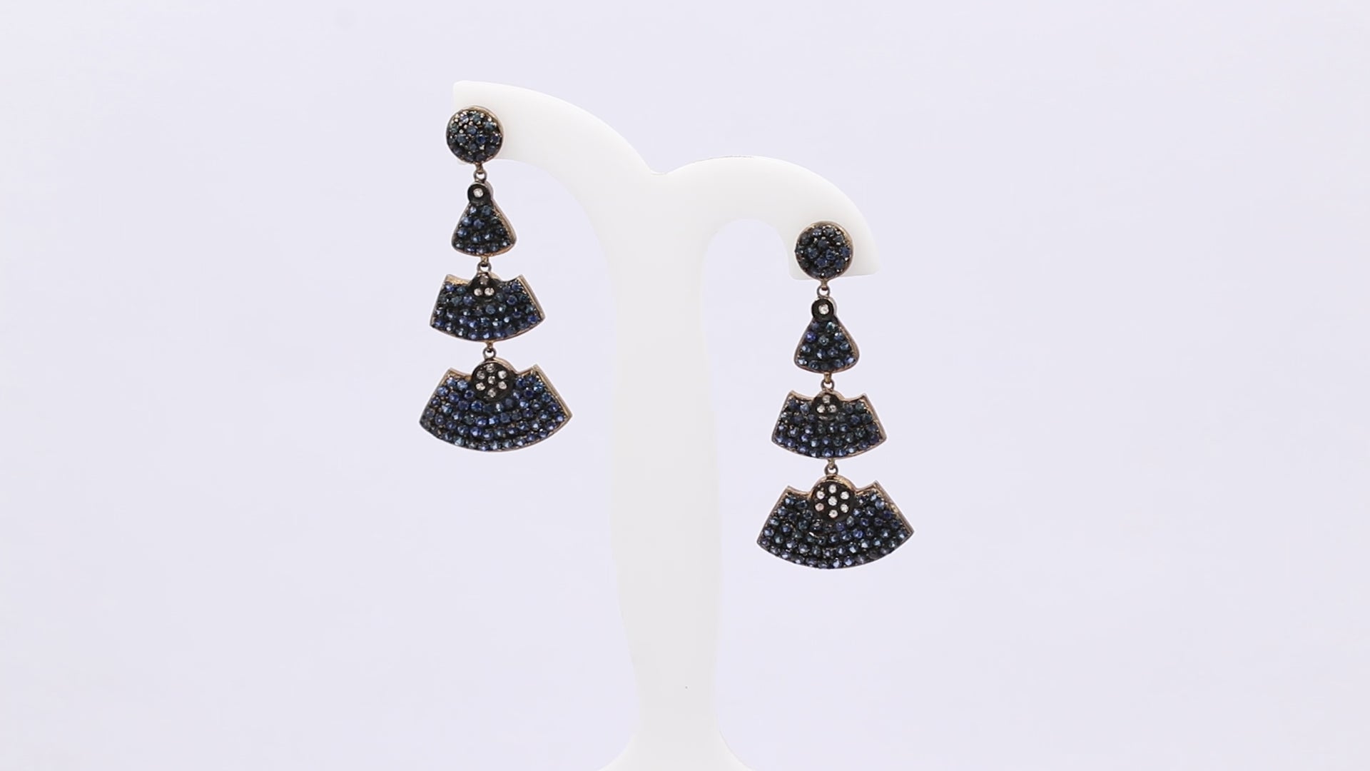 925 Sterling Silver Blue Sapphire And Diamond Drop Earring