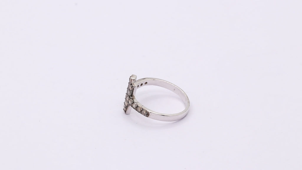 925 Sterling Silver Diamond Handmade Adjustable Diamond Ring