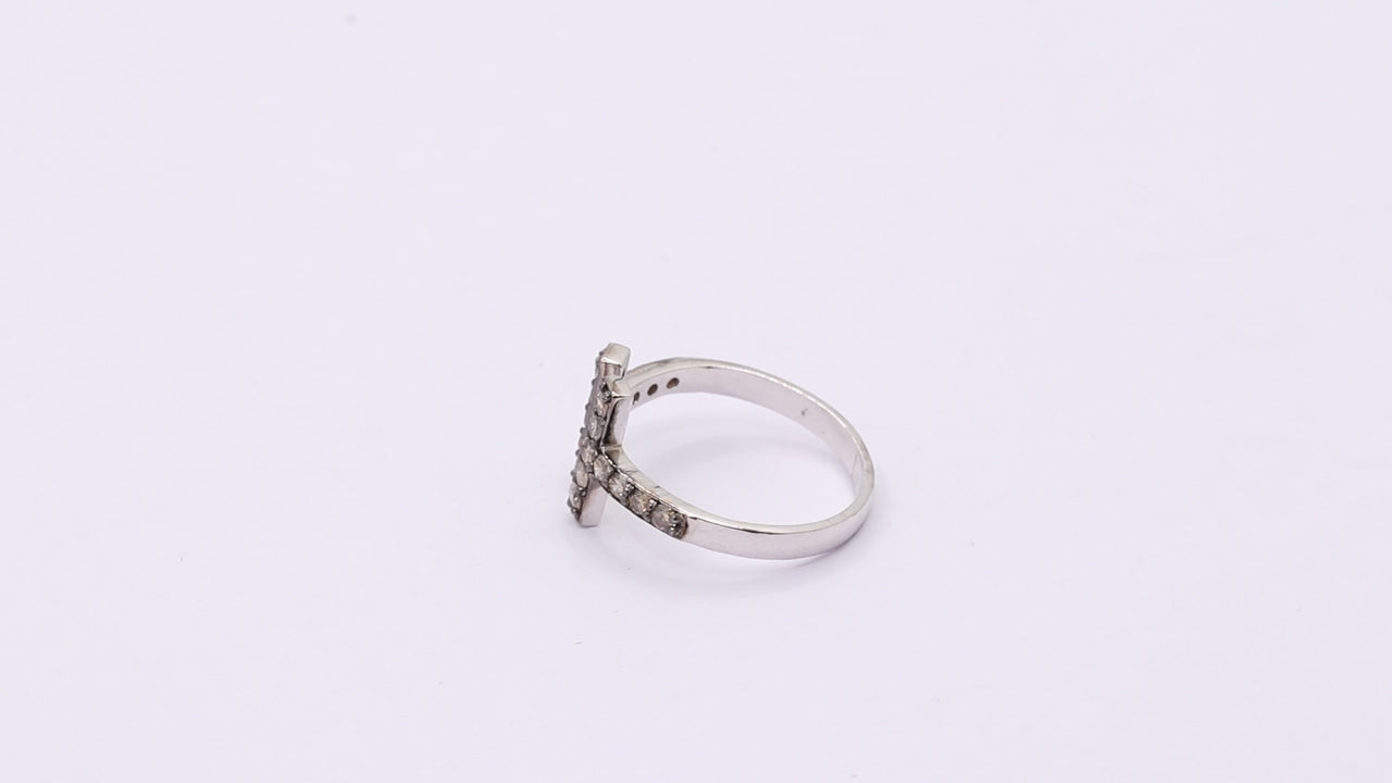925 Sterling Silver Diamond Handmade Adjustable Diamond Ring