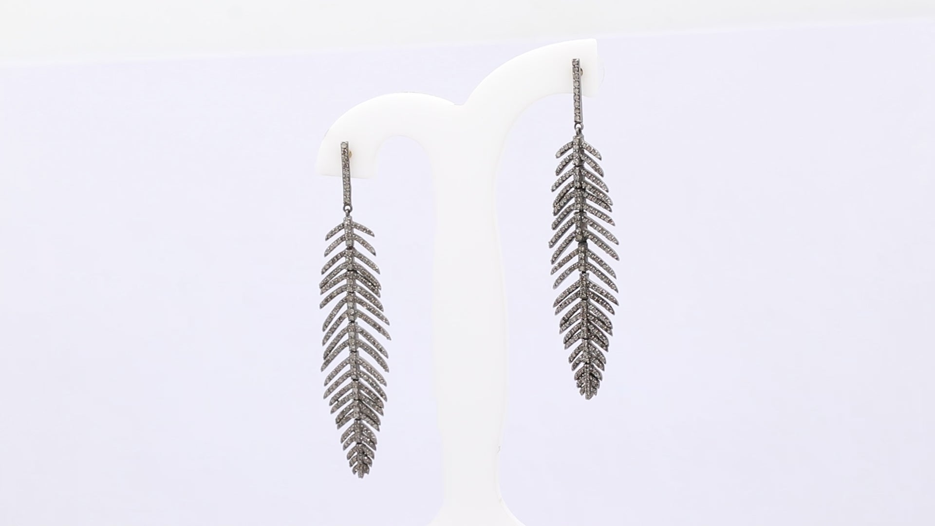 Leaf Diamond Earrings 925 Sterling Silver Drop Dangle Earrings