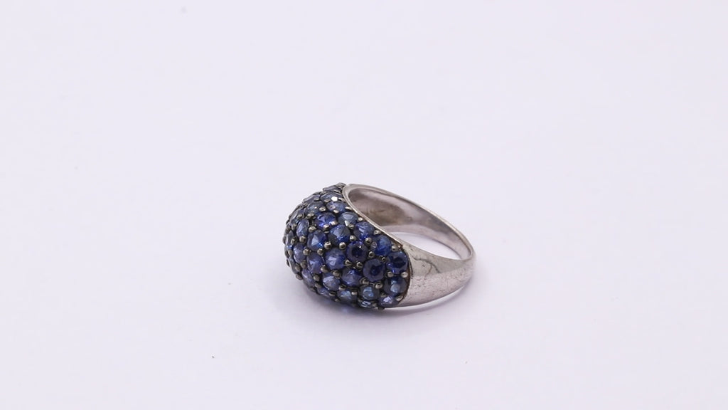 Designer Natural Blue Sapphire 925 Sterling Silver Ring For Women's And Girls