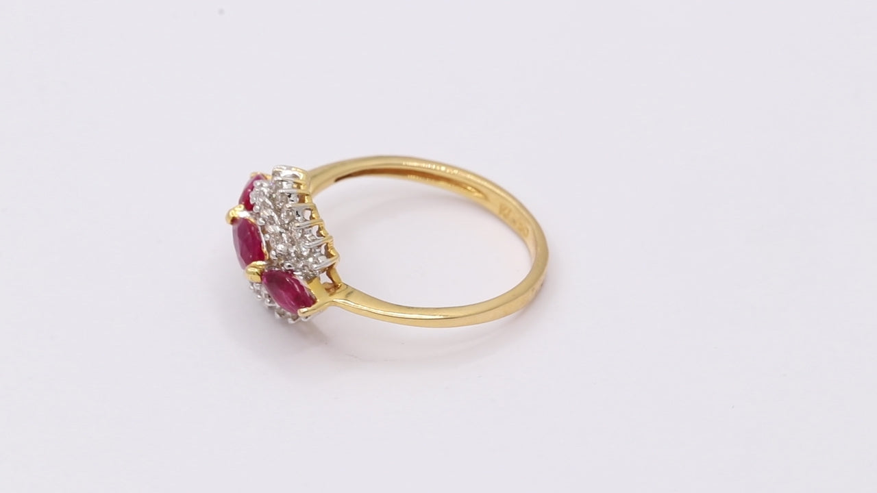 18k Yellow Gold Natural Ruby With Diamond Gold Ring