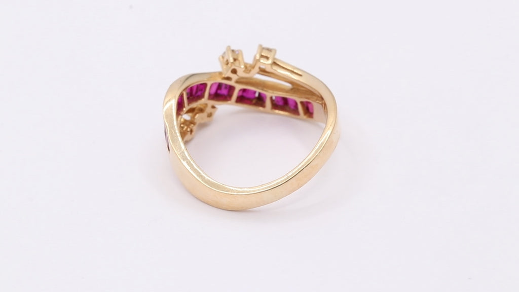 Designer Precious Ruby & Diamond Gold Ring In 14k Yellow Gold