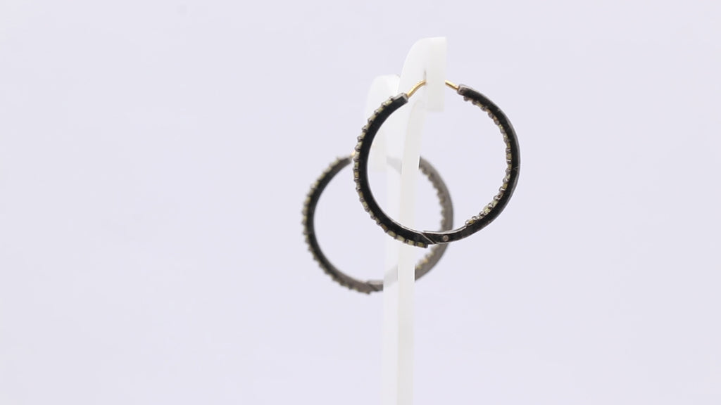 Beautiful Diamond Hoop 925 Sterling Silver Earrings