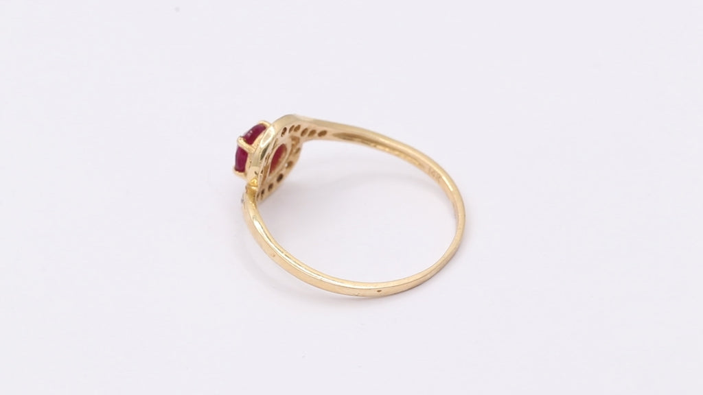 14k Yellow Gold Natural Ruby And Diamond Yellow Gold Ring