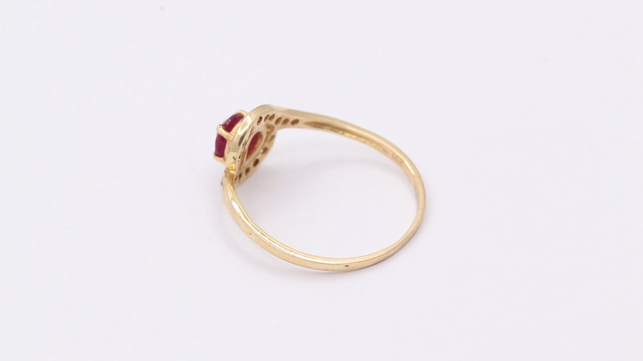 14k Yellow Gold Natural Ruby And Diamond Yellow Gold Ring