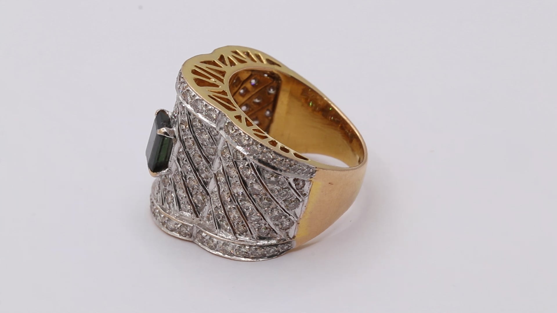 Natural Blue Sapphire & Diamond Unisex 18k Yellow Gold Ring