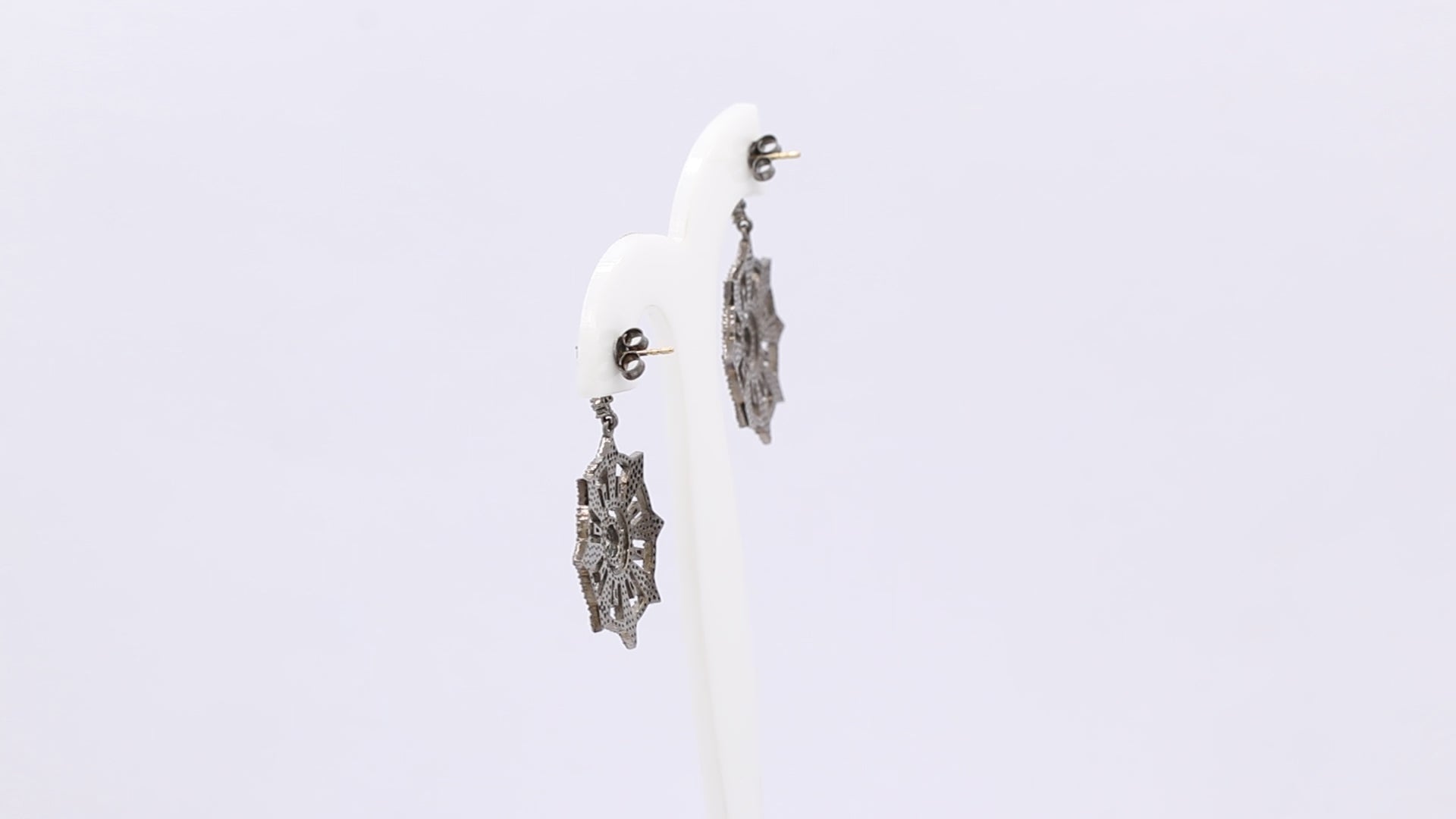 925 Sterling Silver Diamond Designer Drop Dangle Earrings