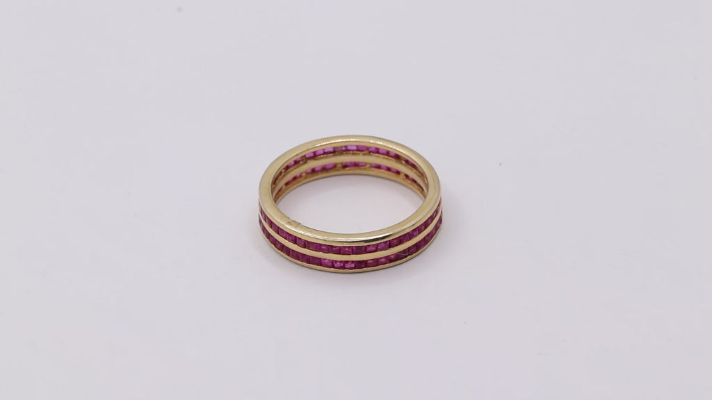 14k Yellow Gold Ruby Band Ring For Women's And Girls