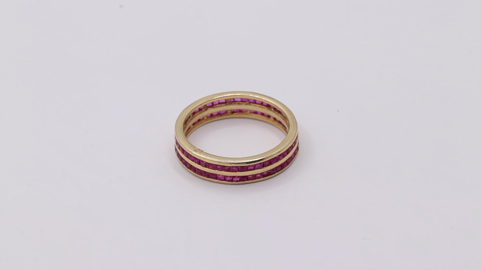 14k Yellow Gold Ruby Band Ring For Women's And Girls