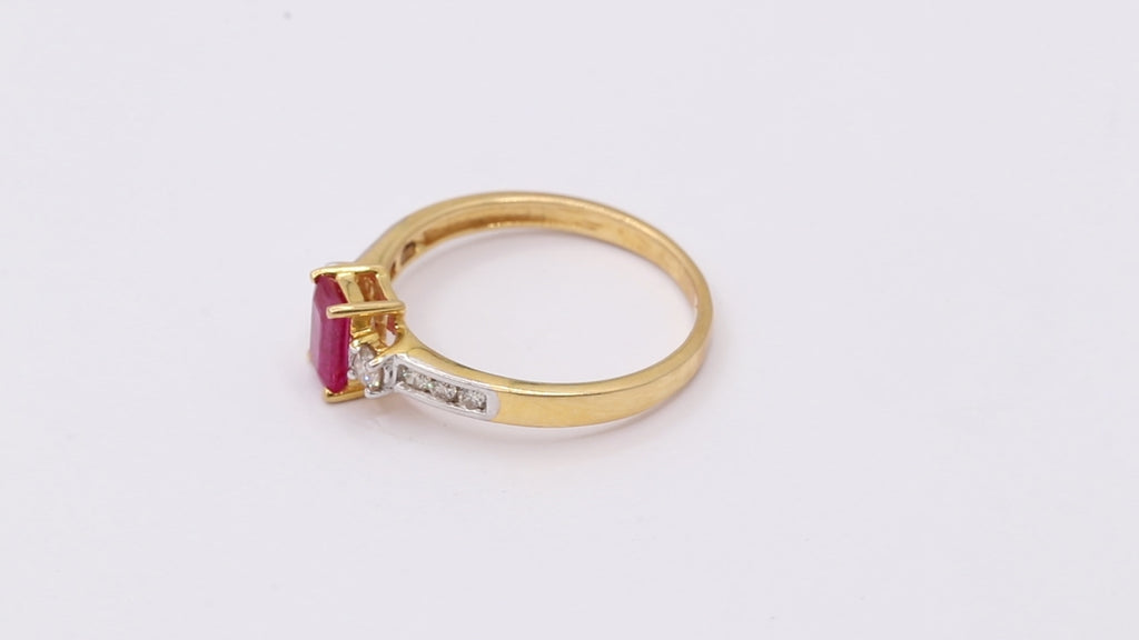 18k Yellow Gold Natural Ruby With Diamond Gold Ring