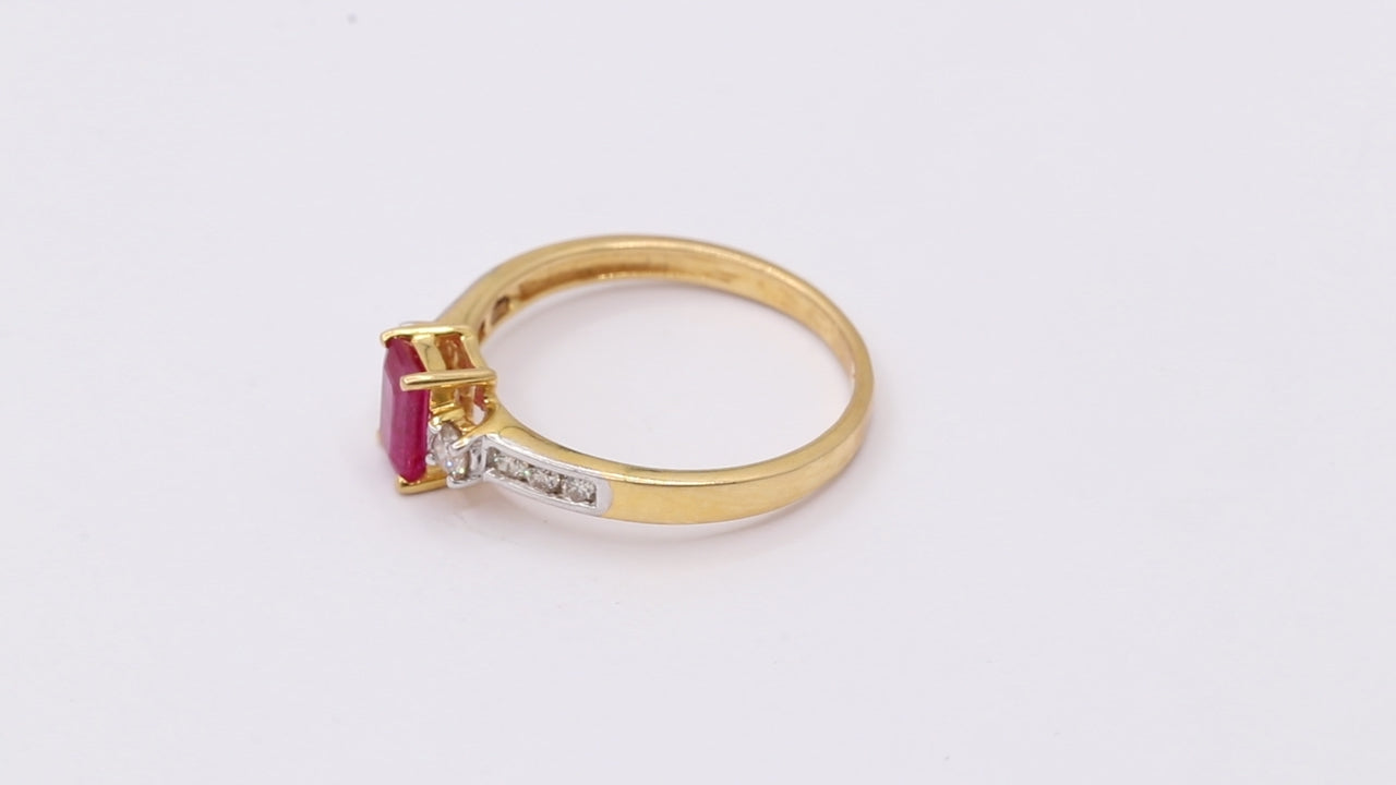 18k Yellow Gold Natural Ruby With Diamond Gold Ring