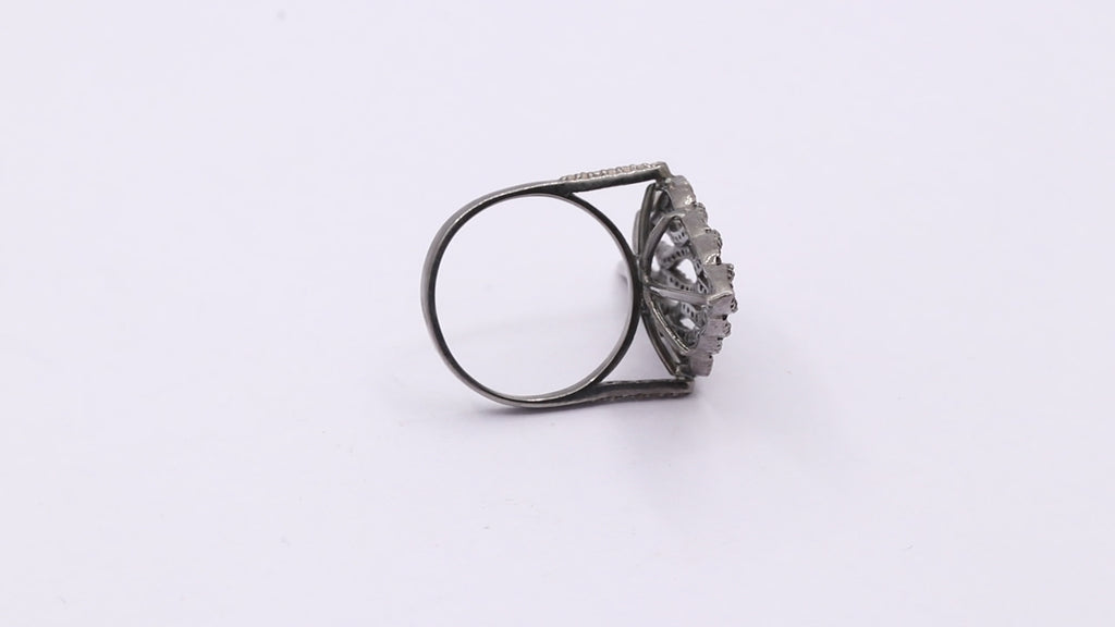 925 Sterling Silver Black Rhodium Diamond Ring For Women & Girls