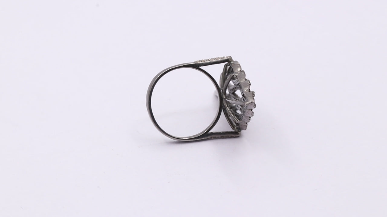 925 Sterling Silver Black Rhodium Diamond Ring For Women & Girls