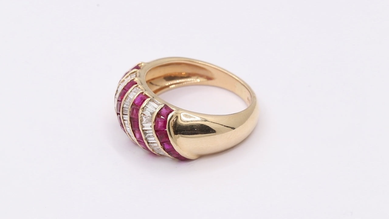 Precious Ruby With Diamond Gold Ring In 14k Yellow Gold