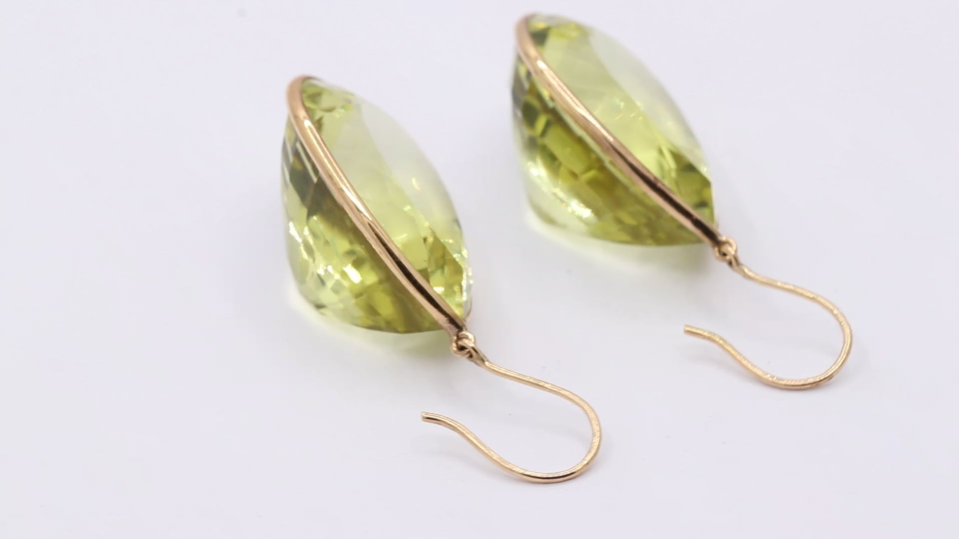 Natural Peridot Gemstone Drop Dangle Earring In 14k Yellow Gold