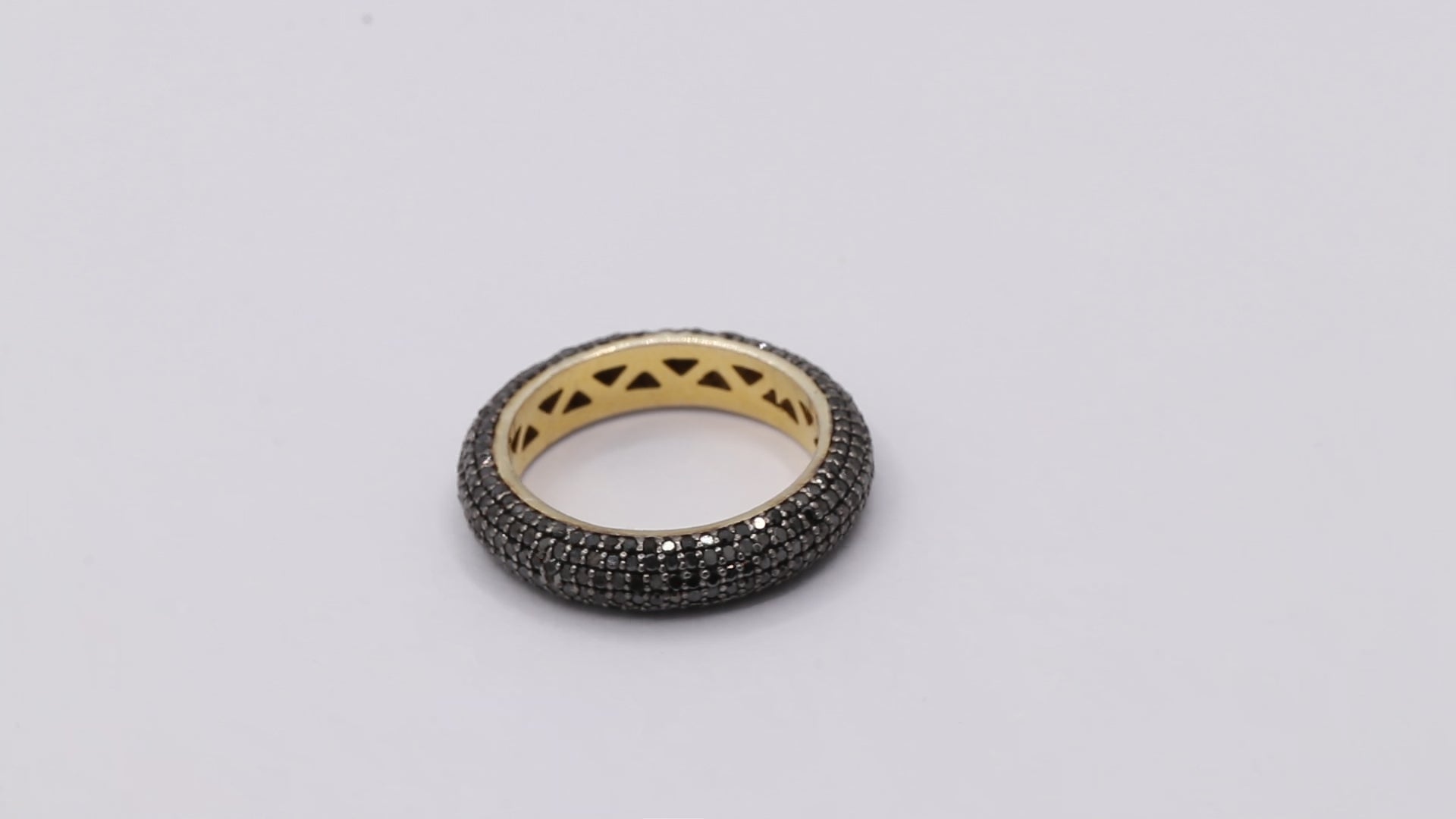 Natural Black Diamond Band 14k Yellow Gold Ring