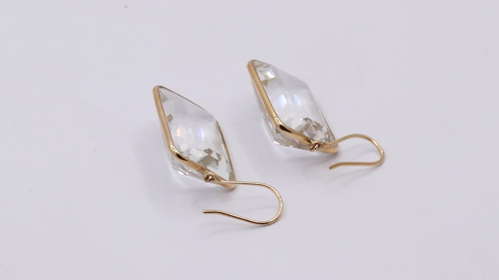 Beautiful Crystal Drop Dangle Earring In 14k Yellow Gold