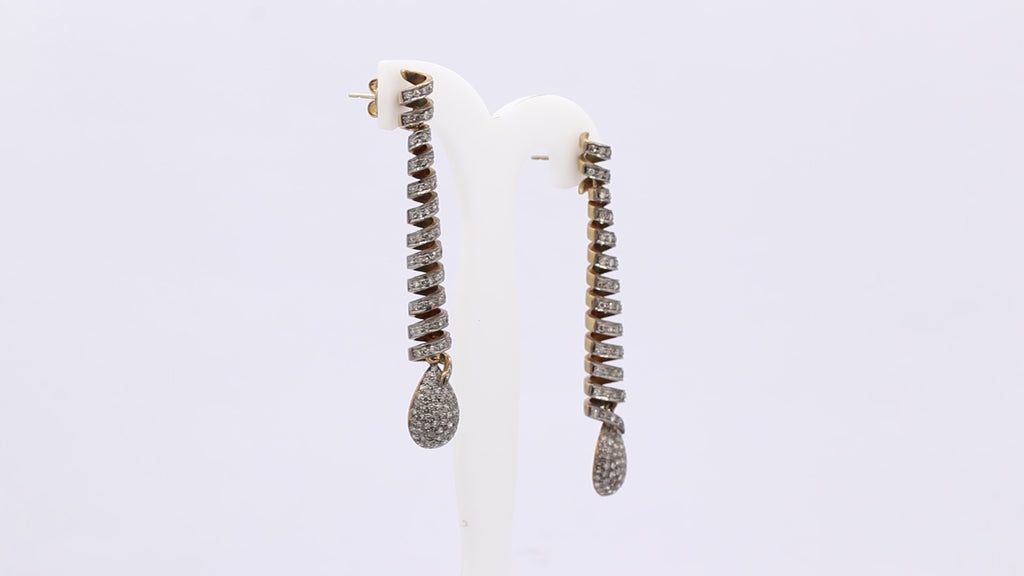Diamond 925 Sterling Silver Gold Plated Drop Dangle Earring
