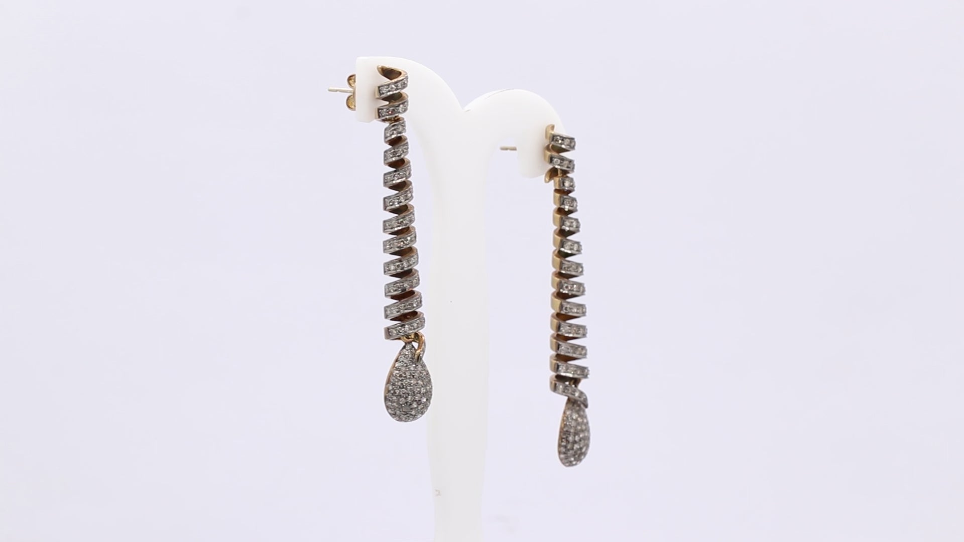 Diamond 925 Sterling Silver Gold Plated Drop Dangle Earring