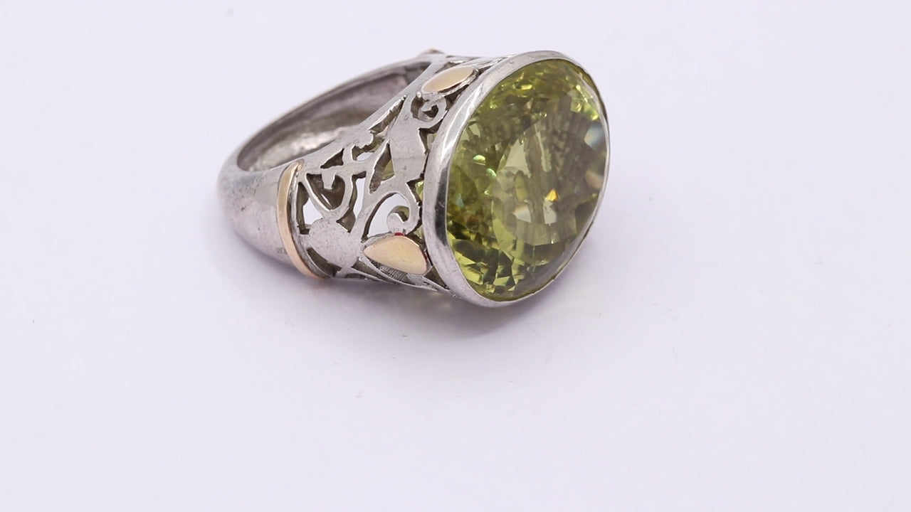 Lemon Quartz Oval Shaped Gemstone Ring 925 Sterling Silver Handmade Ring